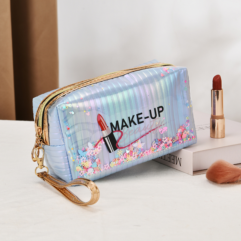 创意时尚通勤化妆包流沙可爱零钱包简约收纳包防水便携手拿包批发详情3