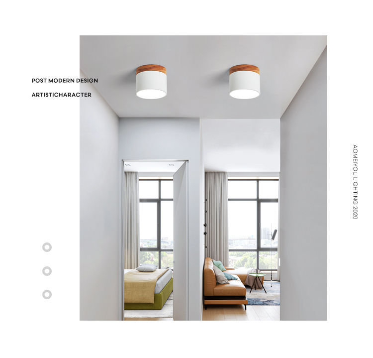 北欧玄关灯飘窗阳台马卡龙实木过道走廊天花顶led明装筒灯详情8