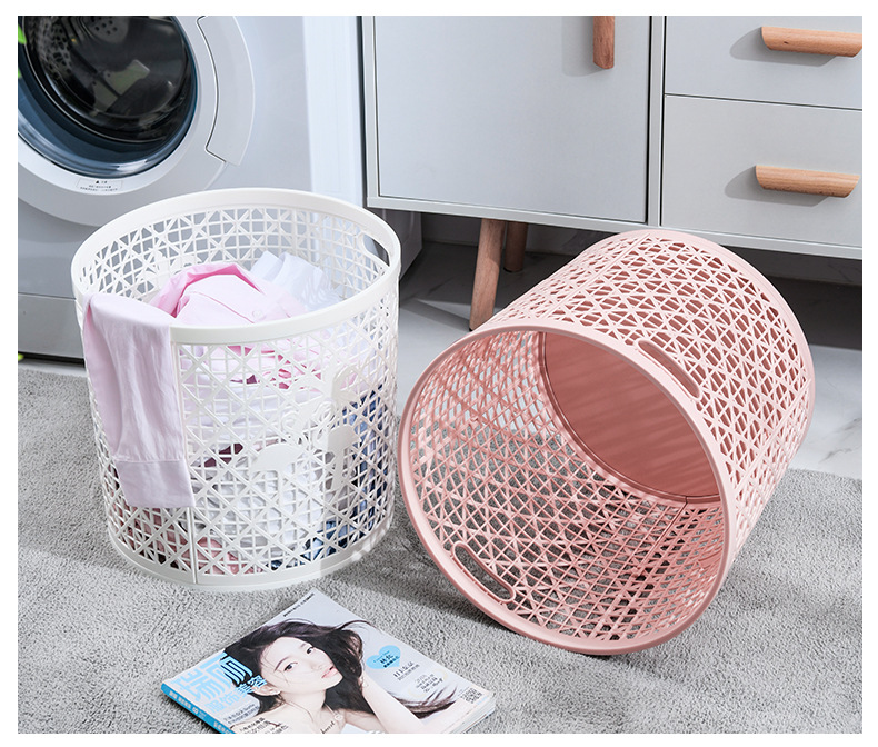 Hollowed-out colorful round household laundry basket, new large dirty clothes basket, metal toy storage bucket, storage basket, batch pic 16