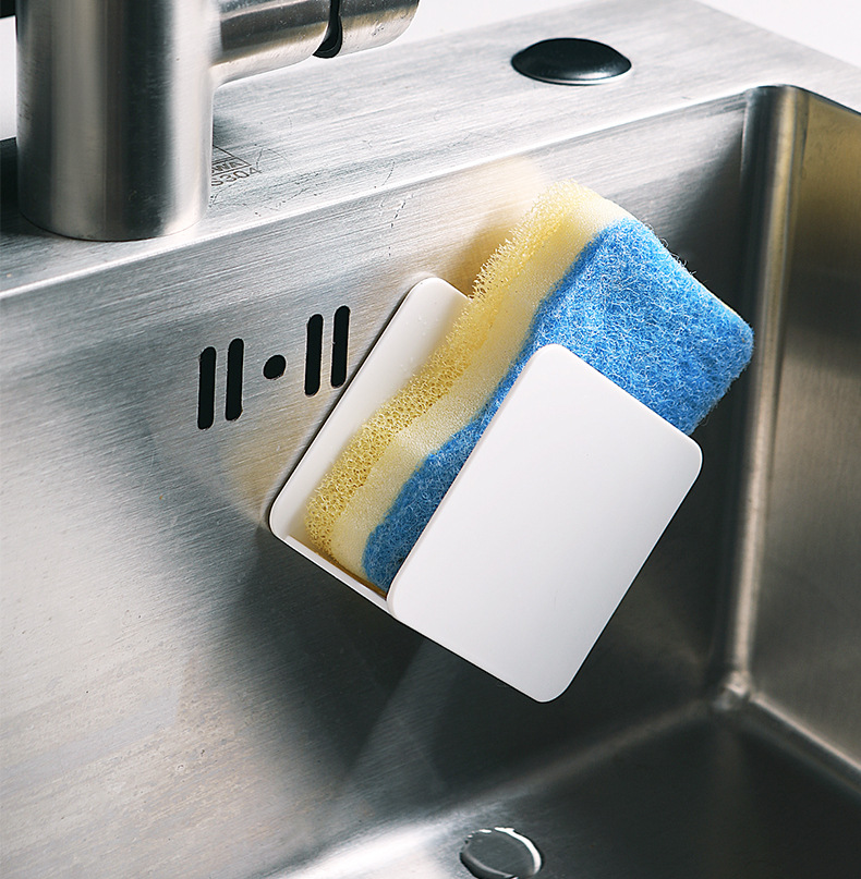 Kitchen wall-mounted scouring pad drain rack, household non-perforated cleaning cloth dishcloth, sponge sink storage rack, shelving rack pic 11