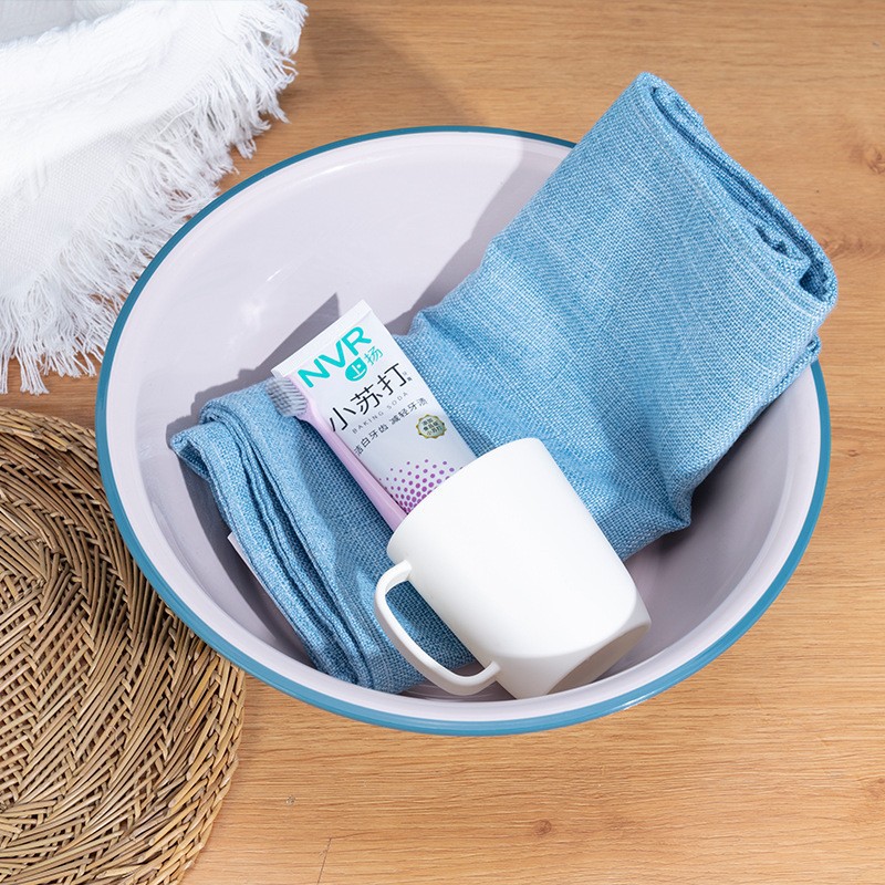 批发简约纯色家用洗漱盆塑料加厚圆形洗脸盆宿舍多功能面盆洗衣盆详情12