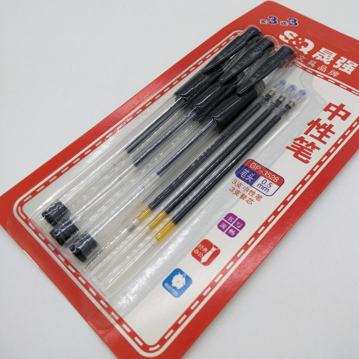 C1341 3+3 gel pen, 3 pens, 3 cores, black signature pen, water pen, carbon pen, black pen, Yiwu 2 yuan pic 5