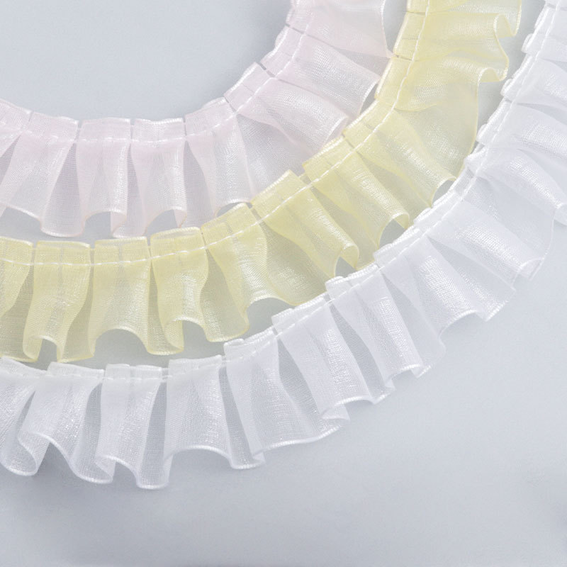 2.5cm transparent pleated chiffon lace trim, handmade DIY skirt hem, dress accessory and trim wholesale pic 6
