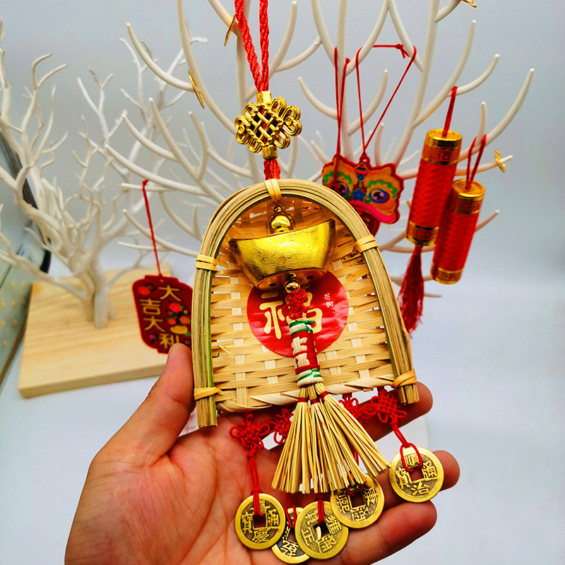 Copper coins, small brooms, dustpans, hanging ornaments, door decorations for moving into a new home, indoor hanging ornaments, TV wall decorations for the Qingming and Dragon Boat festivals pic 33