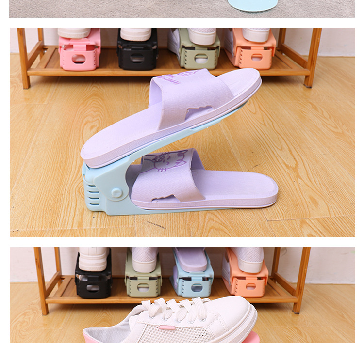 Adjustable simple double-layer shoe rack, plastic one-piece shoe bracket, home space-saving living room shoe storage rack pic 12