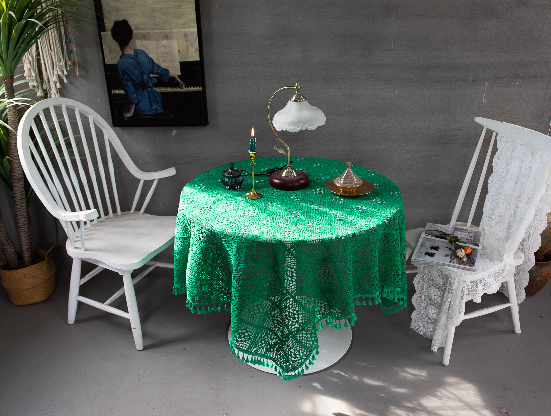 Korean hollowed-out crochet cotton thread woven tablecloths, square cultural art cross-border cover tablecloths, Taiwanese lace table MATS pic 19