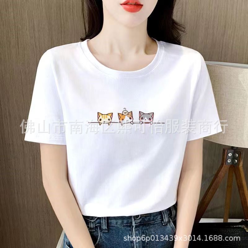 Cheap street stall clothing wholesale, summer short-sleeved T-shirts for women, cotton letter printed Korean version, Instagram trend pic 14