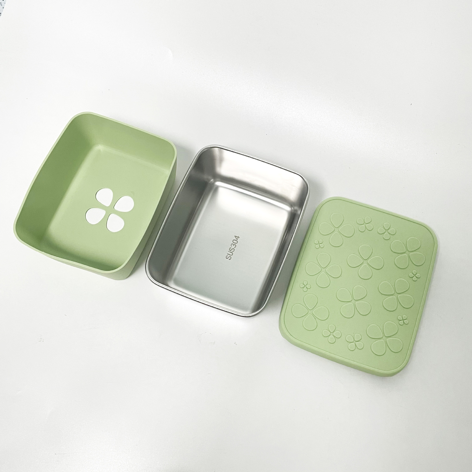 硅胶饭盒保鲜盒不锈钢便当盒餐盘零食盒酱料杯两格三格四格午餐盒详情16