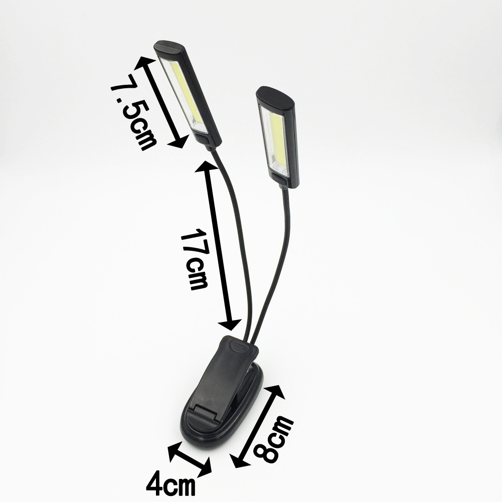 Dual-head book lamp with multi-angle adjustable battery type lighting pic 1