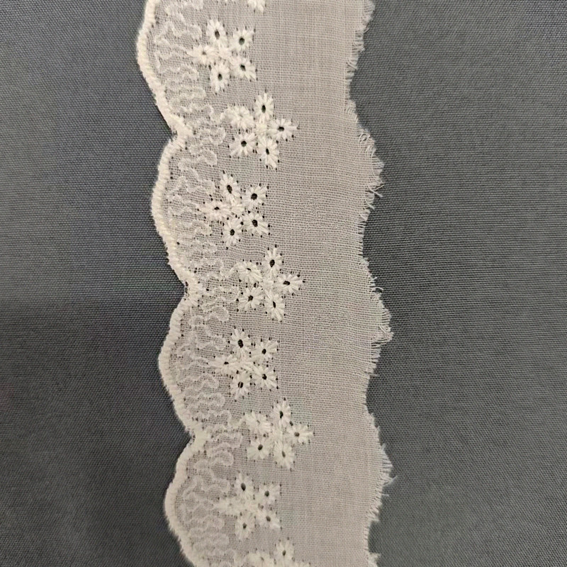 Wholesale of cotton embroidered lace, hollowed-out lace, embroidered skirt hem, clothing accessories, milk silk, perforated, barcode 2.5 pic 87