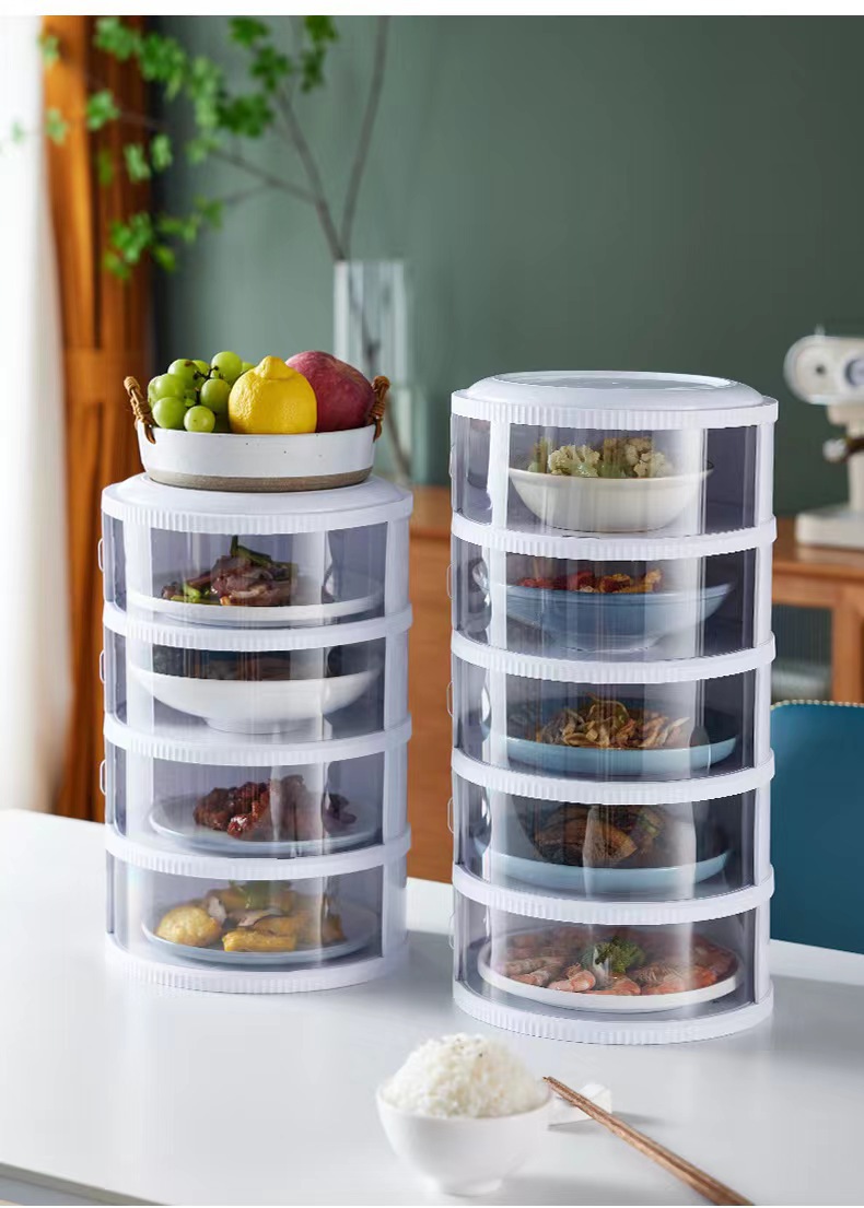 Folding vegetable cover, kitchen mosquito and fly-proof rice bowl, sliding door transparent leftover food cover, household rice bowl dust-proof food cover for heat preservation pic 13