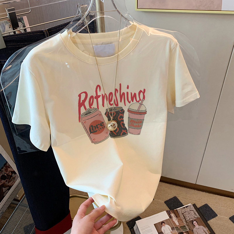 圆领短袖T恤女2025夏季新款精梳棉时尚百搭洋气减龄宽松显瘦ins潮详情3