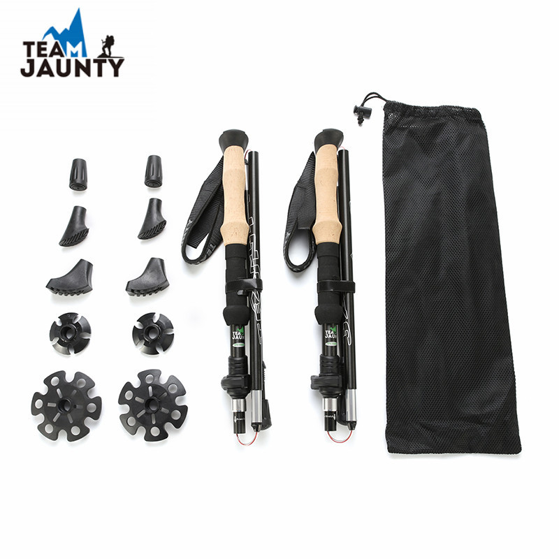 Cross-border 2-piece folding trekking stick set, outdoor hiking stick accessories, double-piece 7075 aluminum alloy pic 4