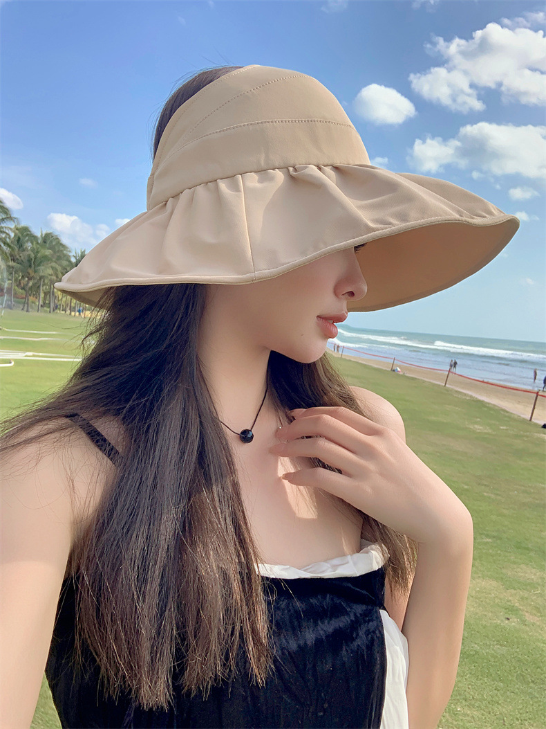 遮阳帽子女士夏季大沿防晒空顶帽户外可折叠运动防紫外线渔夫帽潮详情16