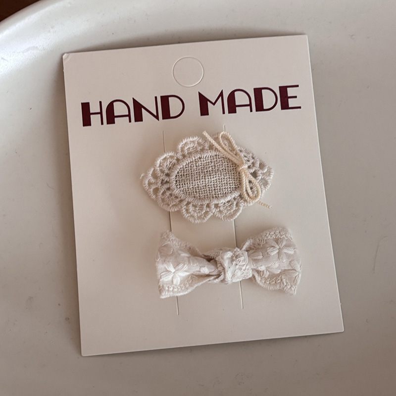 韩国布艺蕾丝奶油米发夹儿童甜美复古宫廷花朵发卡少女刘海夹BB夹详情7