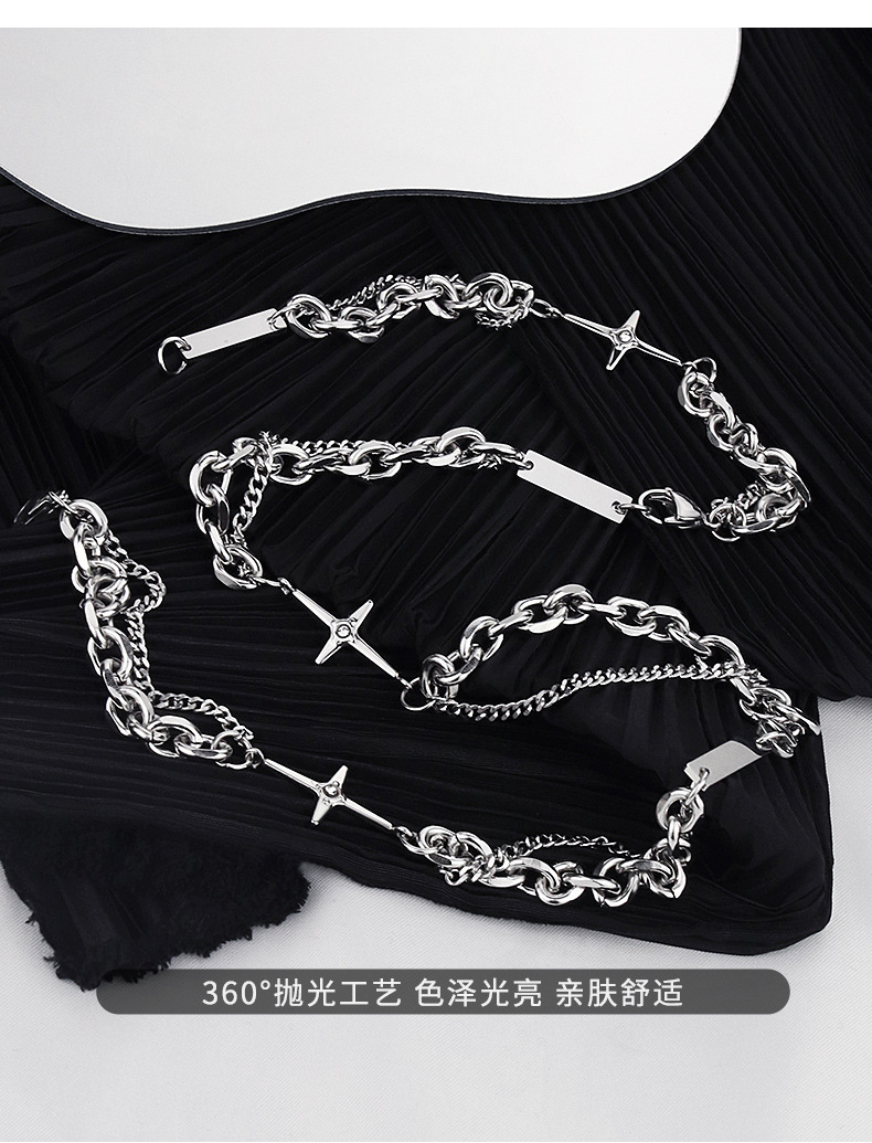 Starlight titanium steel bracelet: A trendy and retro Instagram niche design for men and a cool hip-hop accessory for women pic 8