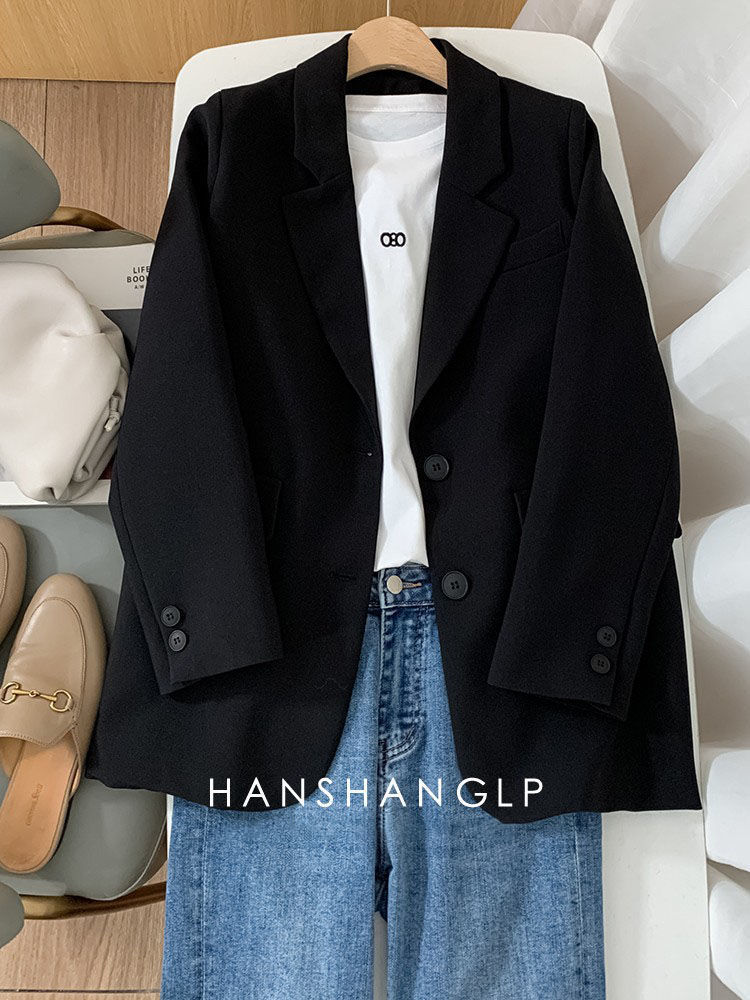 西装外套女2022春季新款韩版宽松休闲两粒扣气质浅蓝色网红小西服详情6