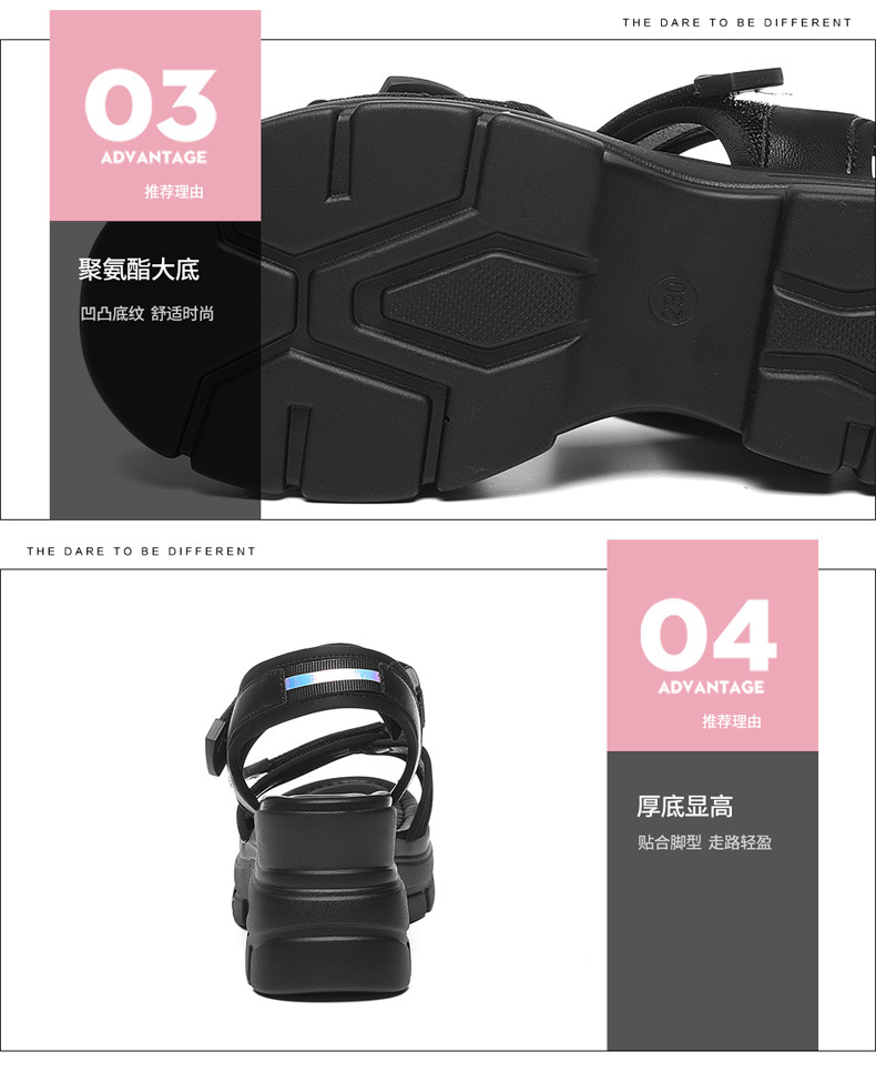 运动凉鞋女2024夏季新款魔术贴厚底罗马百搭时尚休闲舒适女鞋子详情17