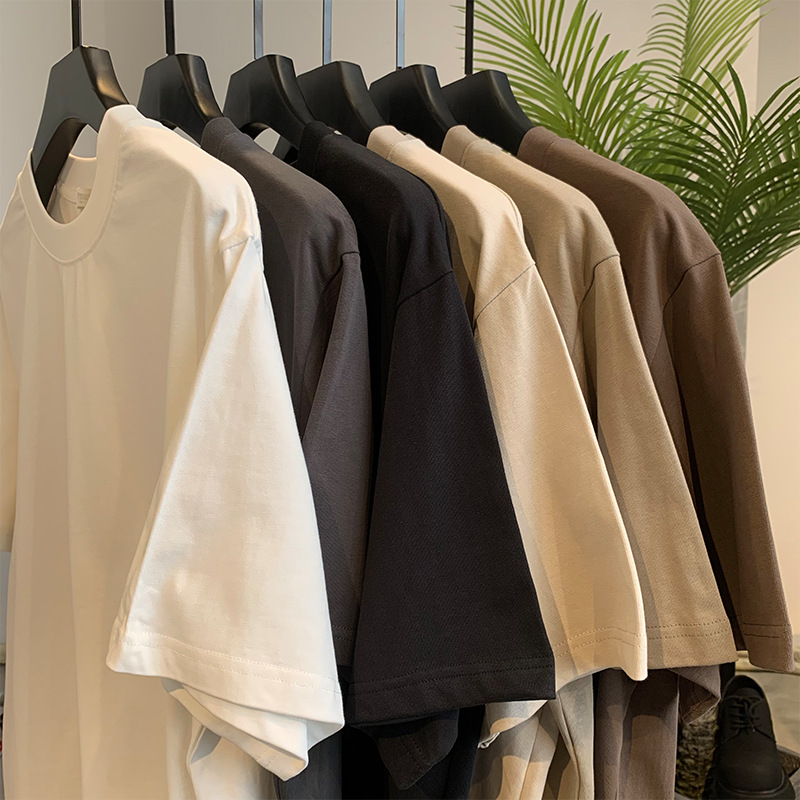 300克重磅厚款复古短袖t恤男潮牌宽松大码加肥加大男士半袖体恤潮详情11