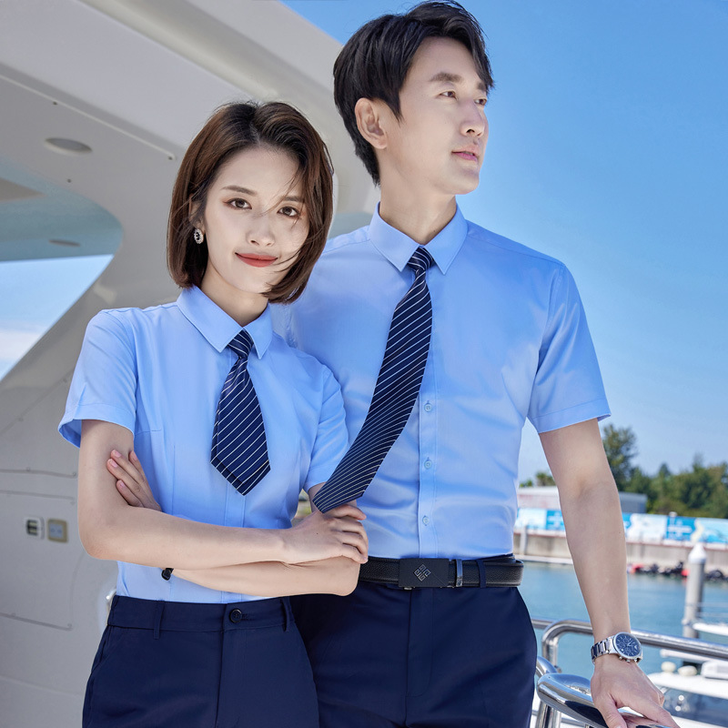 春秋男士职业装长袖衬衫平纹弹力男女同款工作服正装衬衣厂家直销详情29