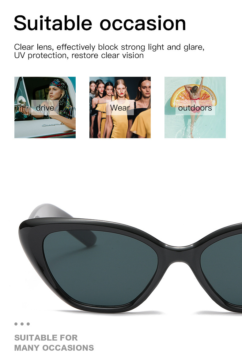 复古三角猫眼小脸墨镜女 高级感ins黑色小框太阳眼镜防晒造型拍照详情6