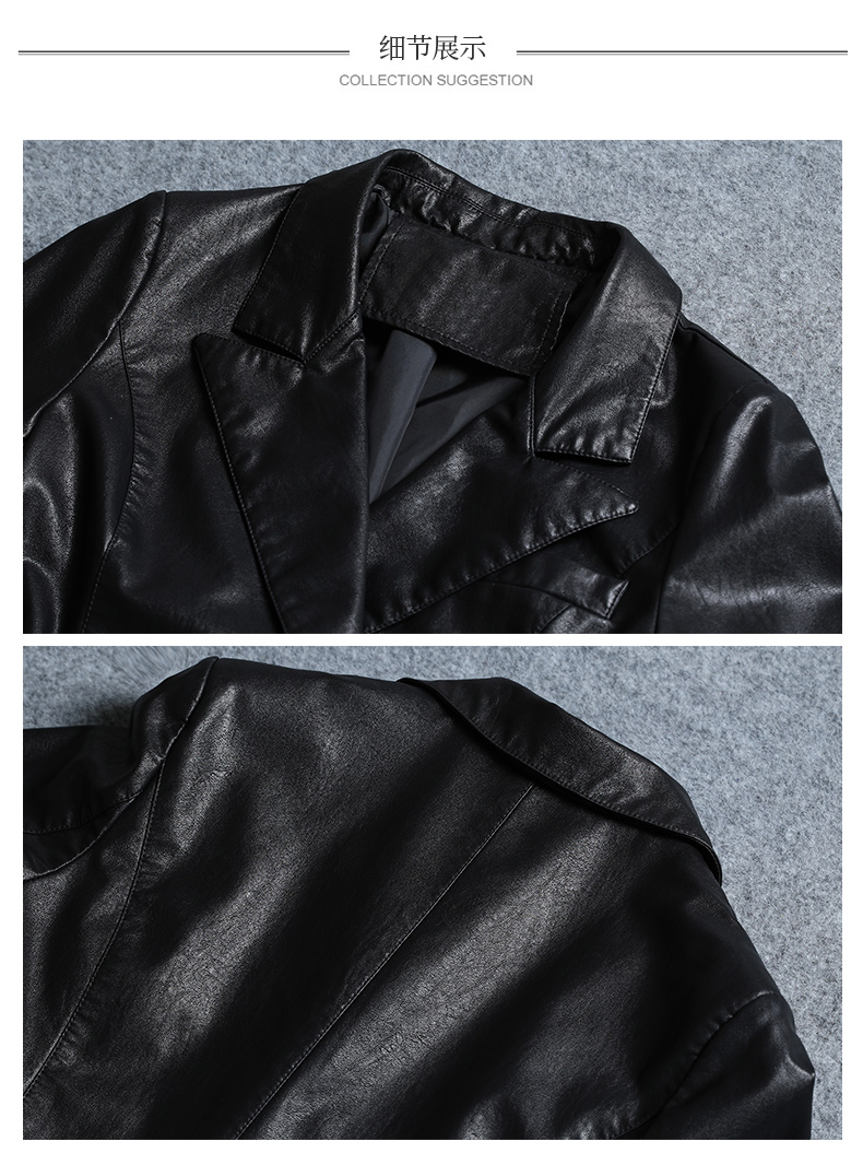Retro Hong Kong-style casual small suit jacket for women, 2022 Spring and Autumn new Korean-style elegant pu leather suit jacket pic 17