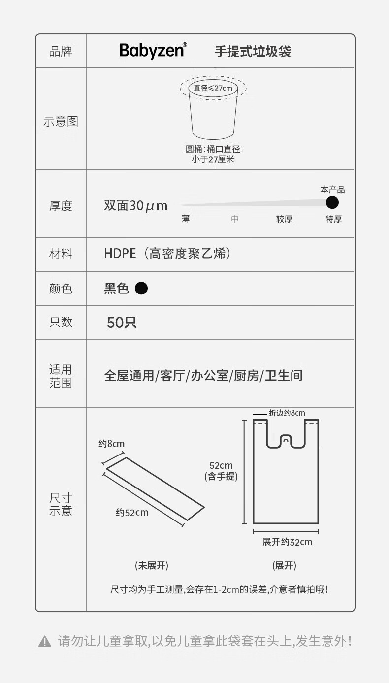 垃圾袋厚款手提 一次性家用加厚不易破厨房用免撕垃圾袋一件起批详情2