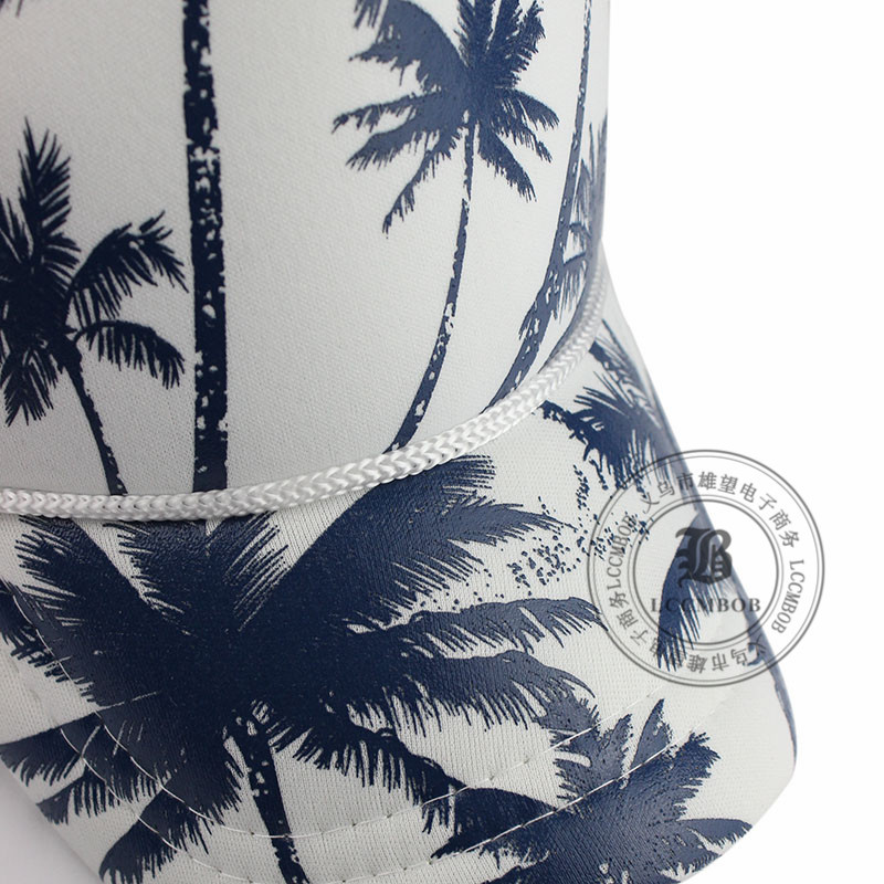 Korean hip-hop street dance style coconut tree printed net hat, sponge hat, outdoor baseball cap, baseball cap pic 11