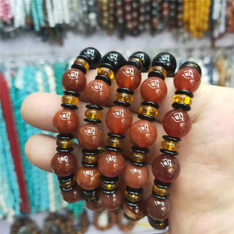 Guangshun Jewelry Wholesale of natural red and black Agate bracelets, DIY red agate couple bracelets and jewelry factory direct sales pic 5