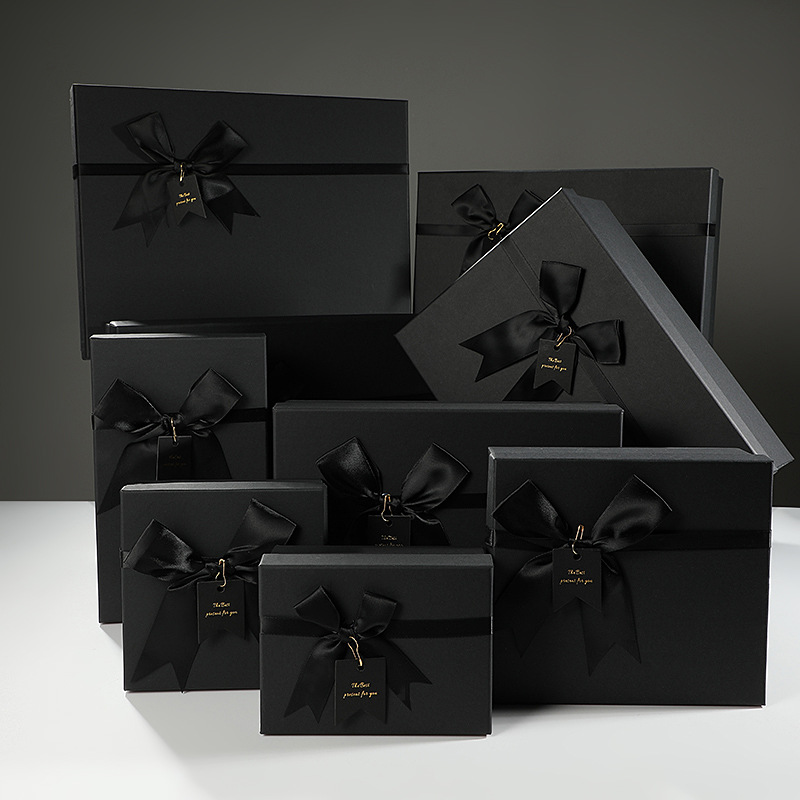 Black gift box, empty box, wholesale gift box, birthday souvenir gift box, present box, super large and high-end gift packaging box pic 2