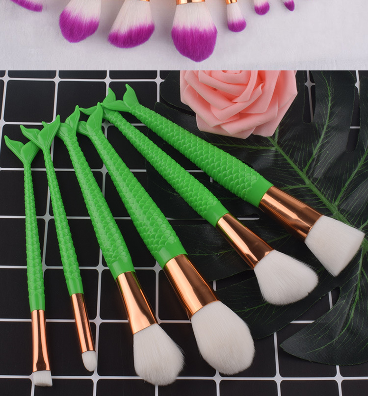 New gradient color 6-10 mermaid makeup Amazon bestseller blush and eyeshadow brush set beauty tools pic 10