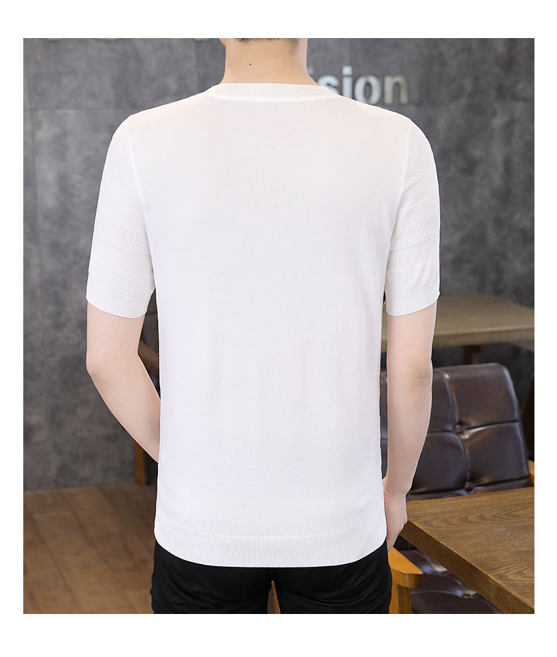 2024-Summer Men's T-shirt: A high-quality, trendy, and trendy ice linen knitted short-sleeved quick-drying men's short-sleeved T-shirt pic 23