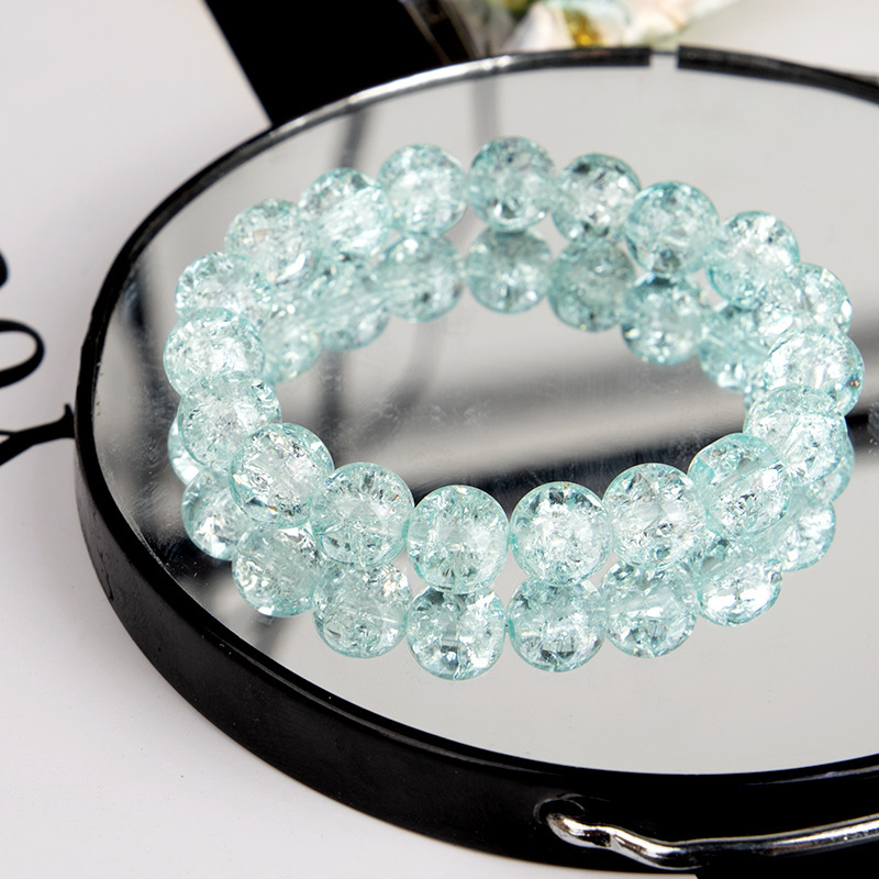 爆款玉碎爆花圆珠玻璃手链男女简约双色冰碎爆花闪透手串配饰批发详情16