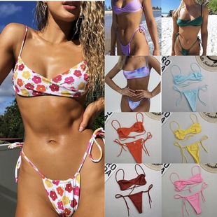 The 2020 new three-piece set of sexy printed bikini swimsuits for large-sized export from Africa, Europe and America pic 2