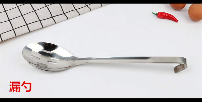 BB4C批发加厚不锈钢长柄厨匙带钩汤勺漏勺汤匙份数盆打菜勺厨详情7