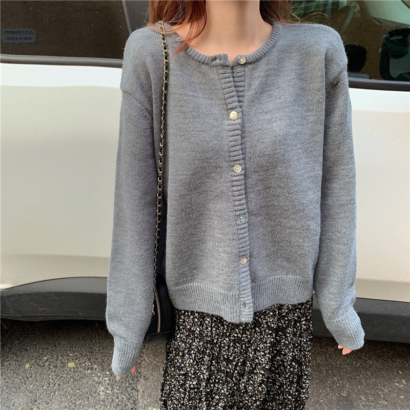 秋冬2021新款韩版宽松百搭毛衣外套女外搭短款针织开衫内搭上衣潮详情26
