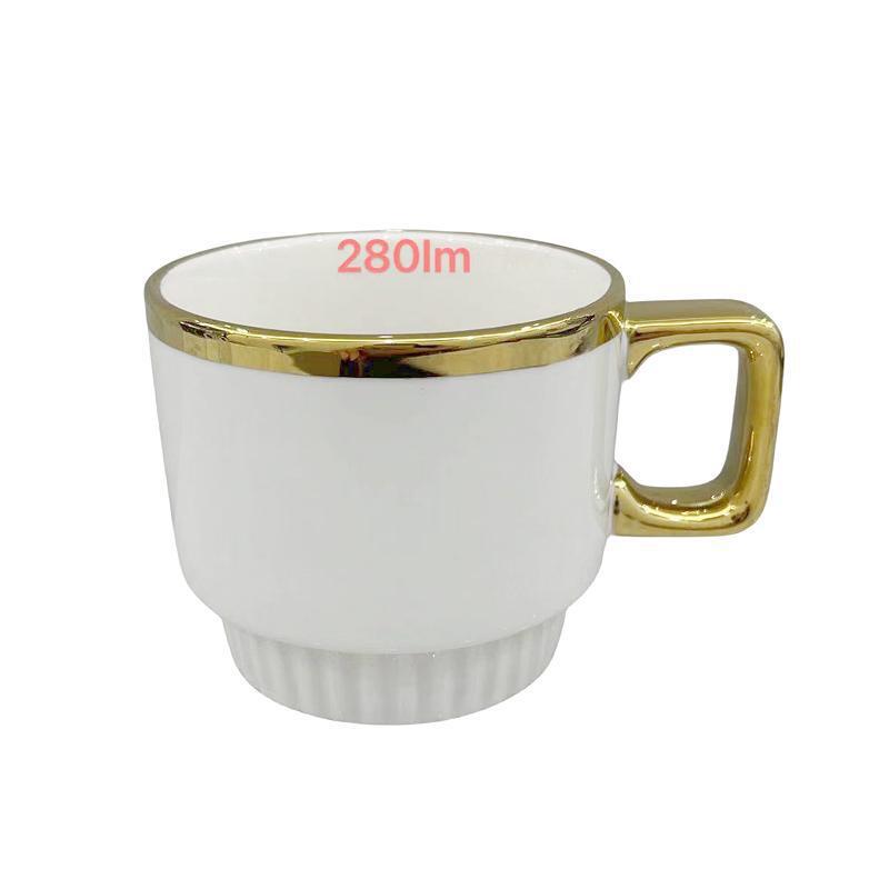 European-style small luxury gold-edge coffee cup, home ceramic cup and saucer set, 7 afternoon tea cups, saucers, spoons, water cups, flower tea cups pic 3