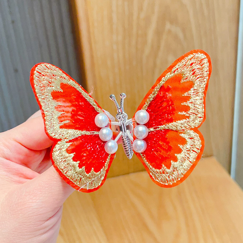 新年款红色古风流苏发夹儿童汉服发卡头饰女童复古蝴蝶结发夹发饰详情62