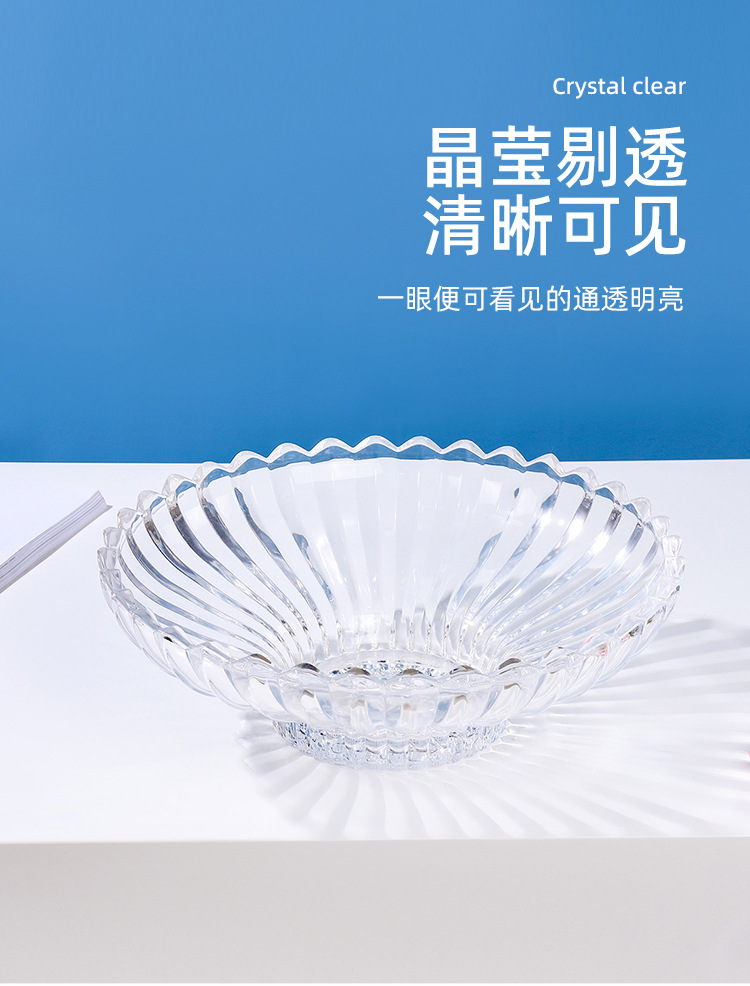韩国ins风透明染色玻璃盘水果蔬菜沙拉碗盘加脚客厅摆放波纹盘子详情7