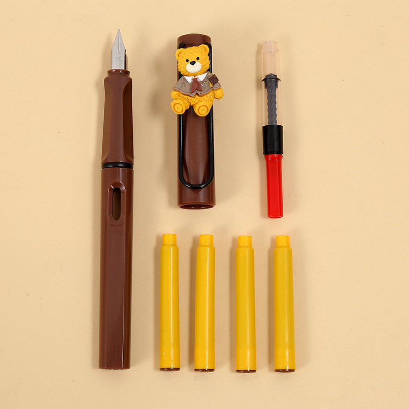 ZF2671Nandy Bear Pen for correcting posture and practicing calligraphy, with replaceable ink cartridges, is a special pen for boys and girls to write pic 5
