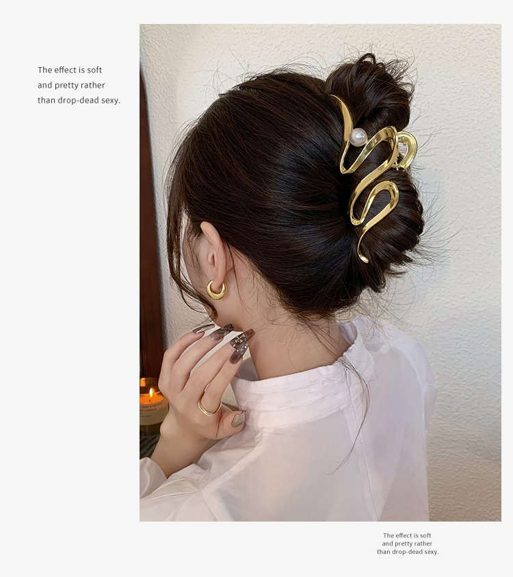 韩国不规则几何金属发夹时尚高级感抓夹鲨鱼夹冷淡风个性发饰批发详情2