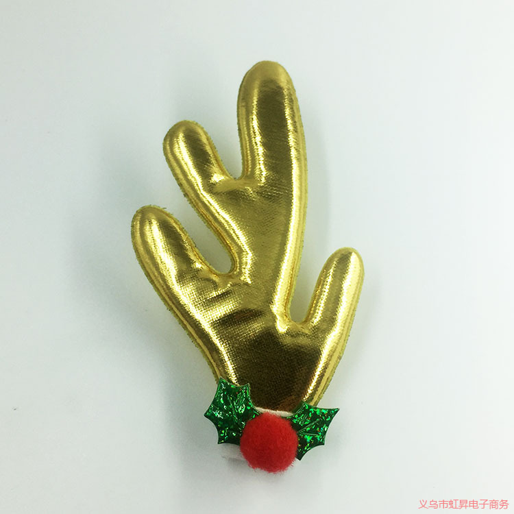 超声波圣诞鹿角系列 金银布鹿角 DIY发箍 发饰 发夹 圣诞眼镜配饰详情2