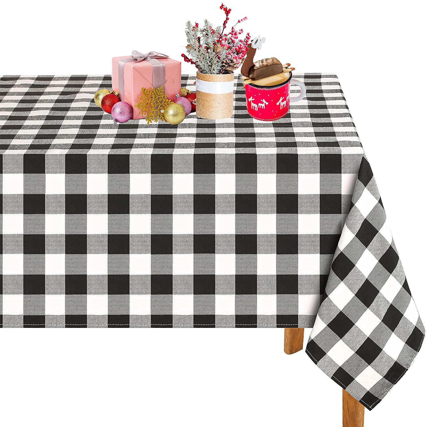 Cross-border Christmas holiday decoration table fabric, retro striped checkered cotton and linen restaurant party cover, Amazon pic 40
