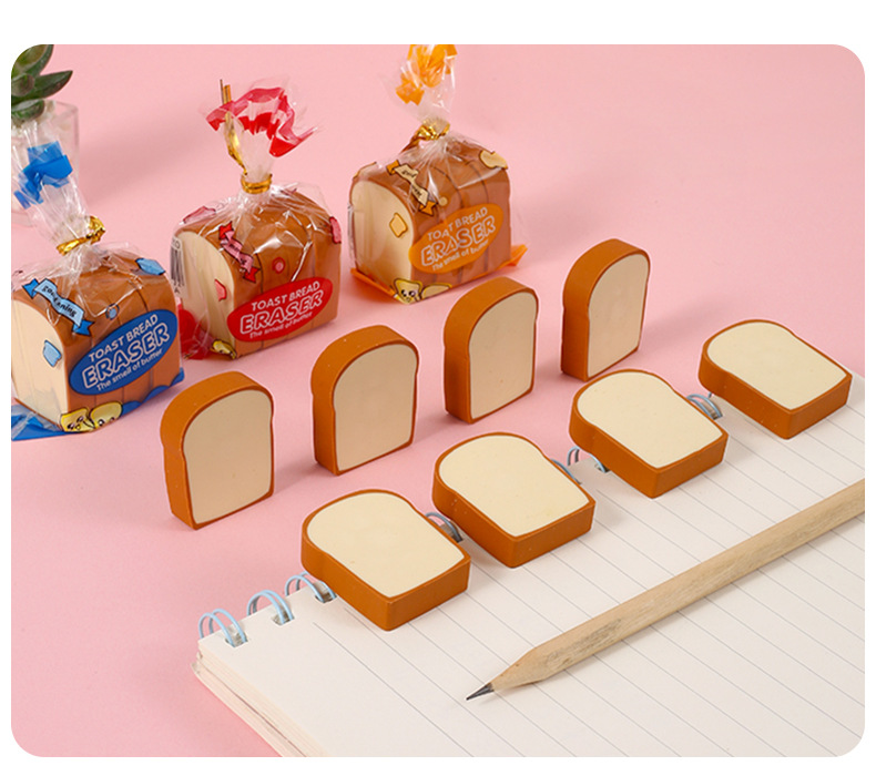 Niños creativo toast eraser wholesale escolares regalo premios eraser papelería rubber clean cute eraser pic 11