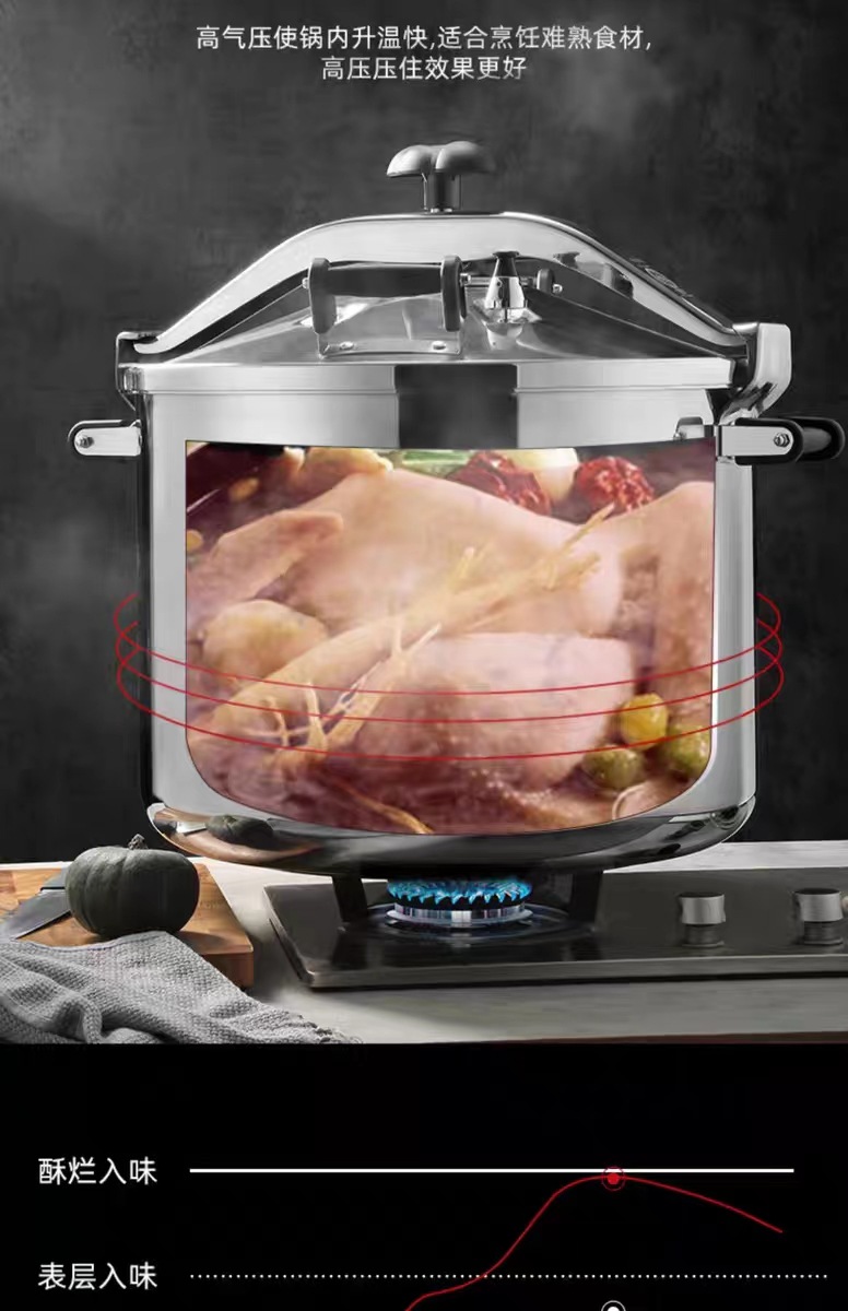 超大不锈钢防爆压力锅商用大容量高压锅燃气电磁灶通用饭店专用压力锅详情6