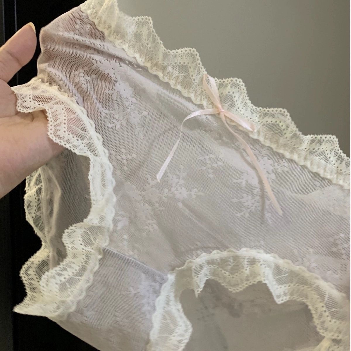 性感纯欲风蕾丝内裤女无痕心机网纱内裤纯棉高弹力中腰女士三角裤详情3