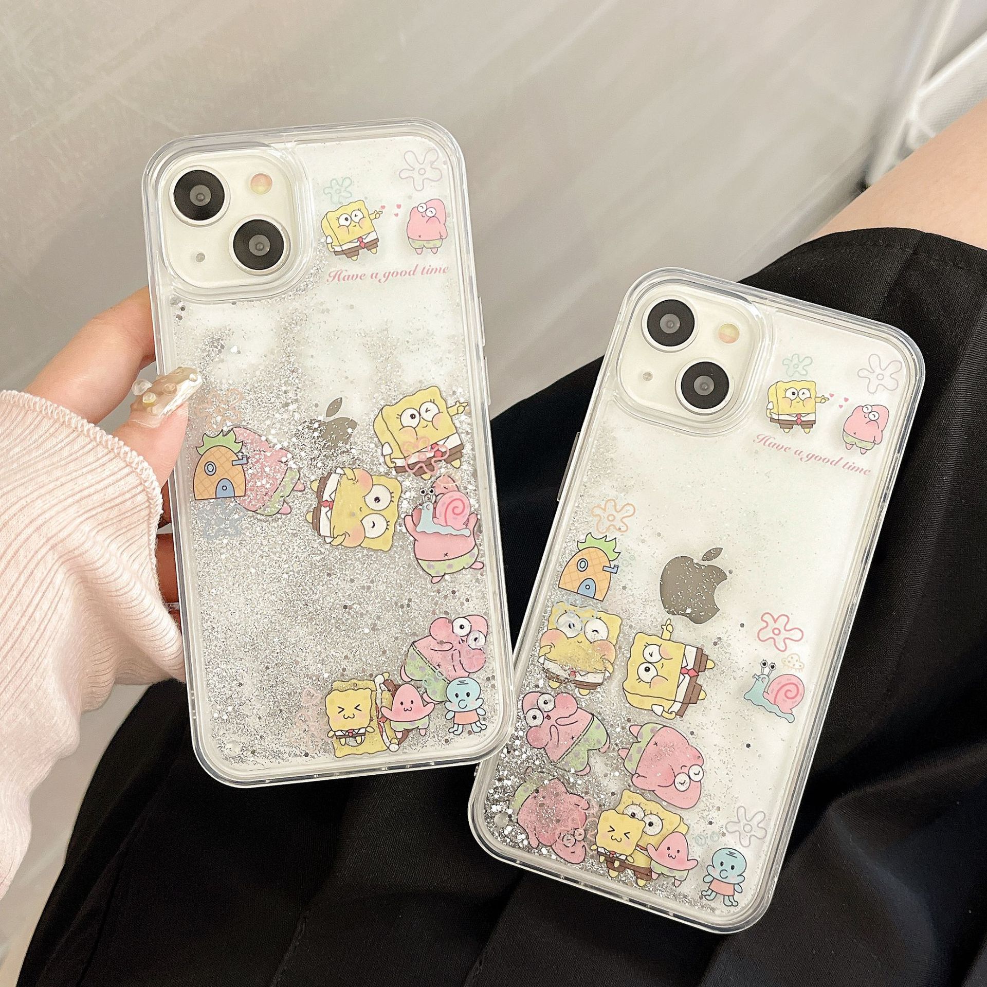 The popular cartoon is cute and fun, suitable for iPhone14pro max and iPhone 15. The phone case is 13/12 transparent with flowing sand pic 4