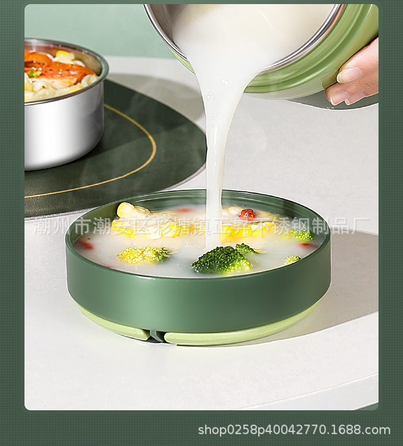 不锈钢304双层防溢保温提锅上班族便携保温饭盒学生手提便当盒详情12