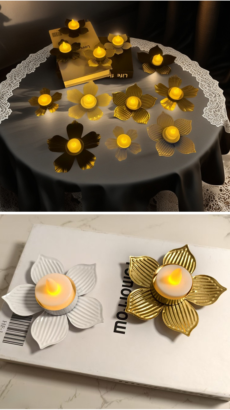 Modern and simple floral ironwork, golden candlestick ornaments, metal handicrafts, home decorations, wedding dining table atmosphere pic 16