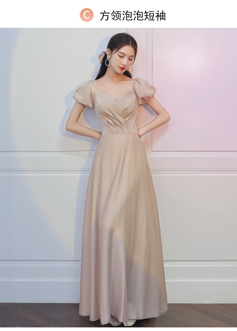 伴娘服2022年新款夏季姐妹团长裙平时可穿小众大码缎面礼服女详情19